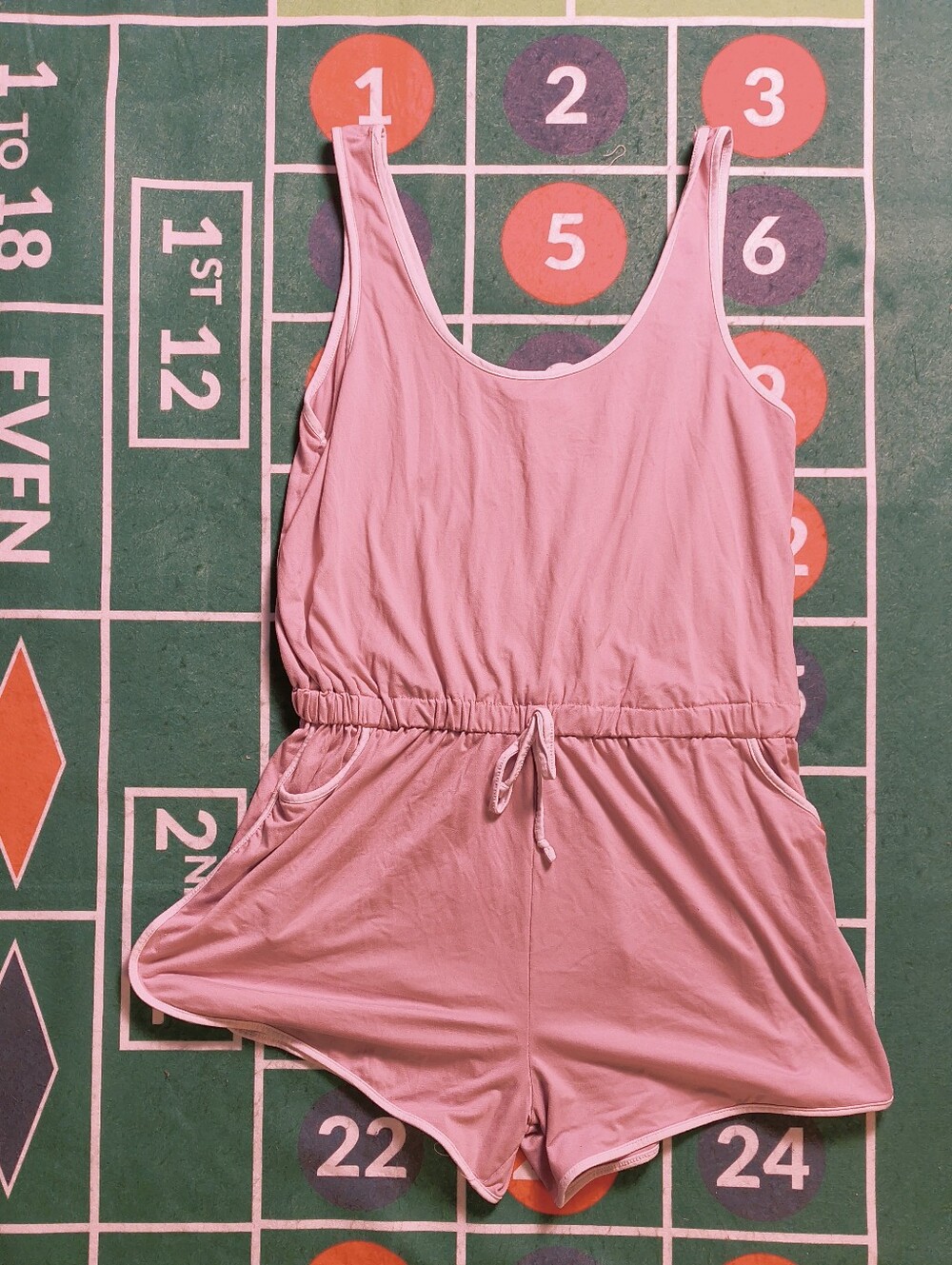 Yado Dusty Pink Sleeveless Drawstring Romper with Pockets Women's Size Large